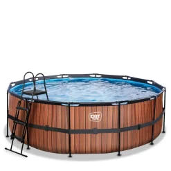 Exit Toys Exit - Piscina Wood efecto madera diámetro 427 x 122 cm con filtro de cartucho