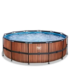 Exit Toys Exit - Piscina Wood efecto madera diámetro 427 x 122 cm con filtro de cartucho