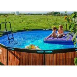 Exit Toys Exit - Piscina Wood efecto madera diámetro 427 x 122 cm con filtro de cartucho