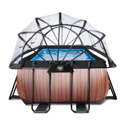 Exit Toys Exit - Piscina Wood efecto madera 400 x 200 x 122 cm con filtro de arena, cúpula y bomba de calor