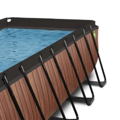 Exit Toys Exit - Piscina Wood efecto madera 400 x 200 x 122 cm con filtro de arena, cúpula y bomba de calor