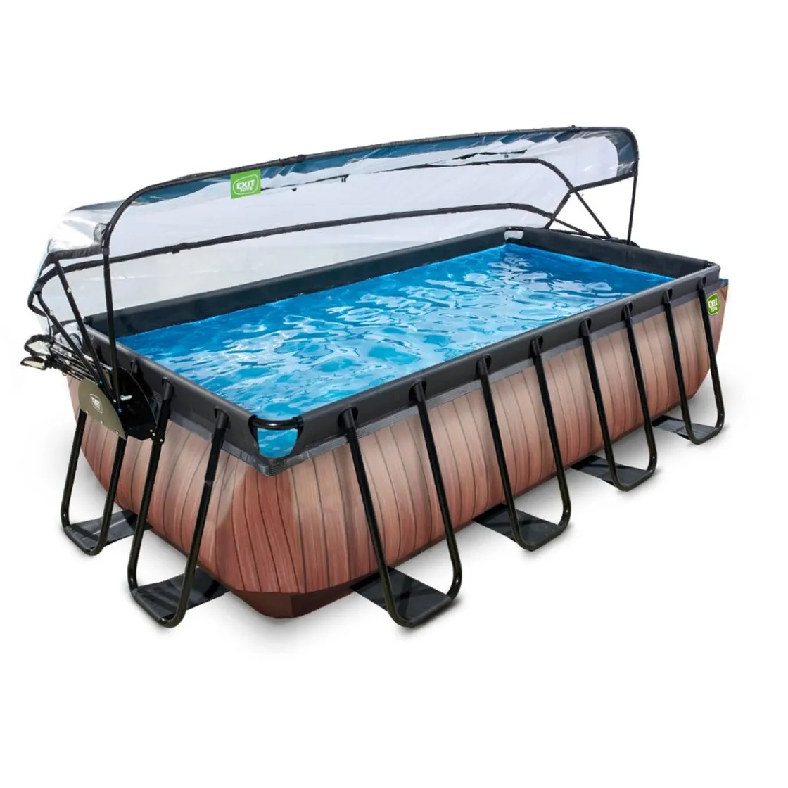 Exit Toys Exit - Piscina Wood efecto madera 400 x 200 x 100 cm con filtro de arena, cúpula y bomba de calor* Piscinas|Juguetes De Verano