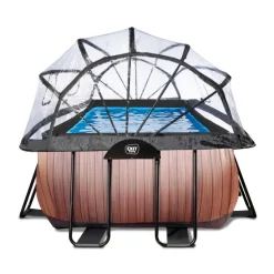 Exit Toys Exit - Piscina Wood efecto madera 400 x 200 x 100 cm con filtro de arena, cúpula y bomba de calor* Piscinas|Juguetes De Verano
