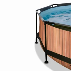 Exit Toys Exit - Piscina Wood efecto madera diámetro 360 x 76 cm con filtro y toldo negro* Piscinas|Juguetes De Verano