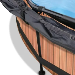 Exit Toys Exit - Piscina Wood efecto madera diámetro 360 x 76 cm con filtro y toldo negro* Piscinas|Juguetes De Verano