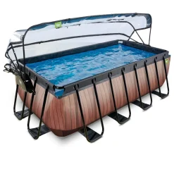 Exit Toys Exit - Piscina Wood efecto madera 400 x 200 x 122 cm con filtro de arena y cúpula* Piscinas|Juguetes De Verano