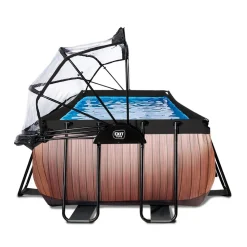 Exit Toys Exit - Piscina Wood efecto madera 540 x 250 x 122 cm con filtro de arena, cúpula y bomba de calor* Piscinas|Juguetes De Verano
