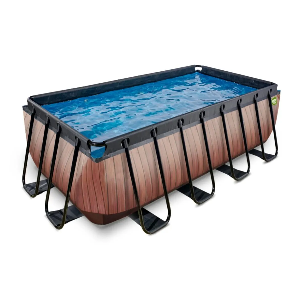 Exit Toys Exit - Piscina Wood efecto madera 400 x 200 x 122 cm con filtro de cartucho
