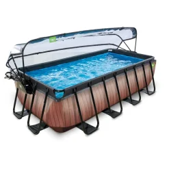 Exit Toys Exit - Piscina Wood efecto madera 400 x 200 x 100 cm con filtro de arena y cúpula* Piscinas|Juguetes De Verano