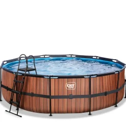 Exit Toys Exit - Piscina Wood efecto madera diámetro 488 x 122 cm con filtro de cartucho