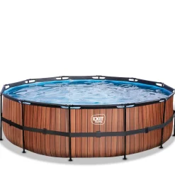 Exit Toys Exit - Piscina Wood efecto madera diámetro 488 x 122 cm con filtro de cartucho