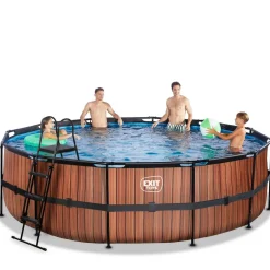 Exit Toys Exit - Piscina Wood efecto madera diámetro 488 x 122 cm con filtro de cartucho