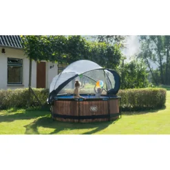 Exit Toys EXIT - Piscina Wood redonda 244 cm con cúpula y bomba de filtro* Piscinas|Juguetes De Verano