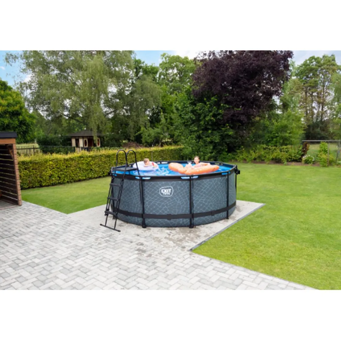 Exit Toys EXIT - Piscina Wood redonda 360 cm con cúpula y bomba de filtro