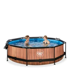 Exit Toys EXIT - Piscina Wood redonda 300 cm con cúpula y bomba de filtro