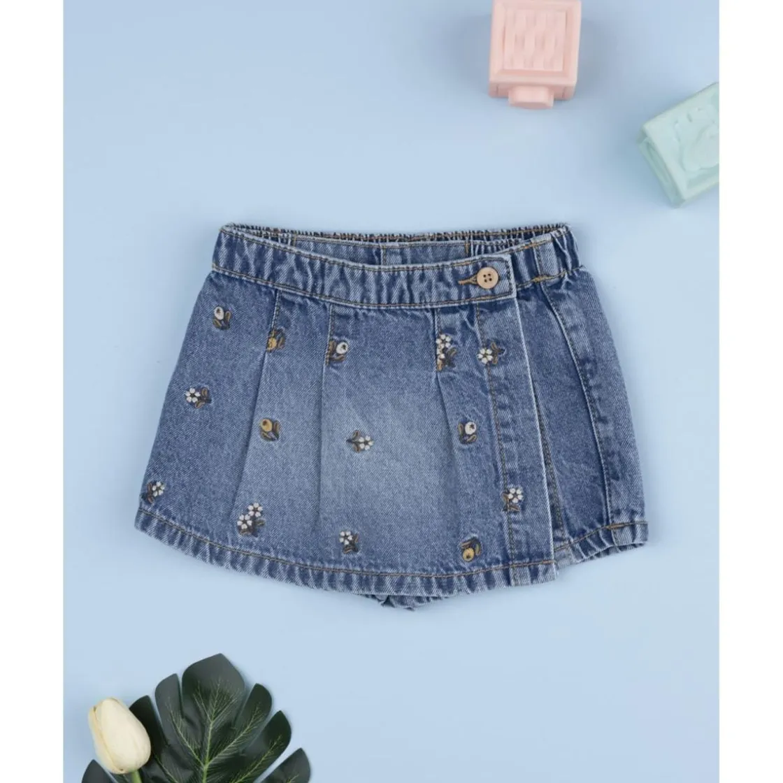 Prenatal Falda pantalón denim niña flores