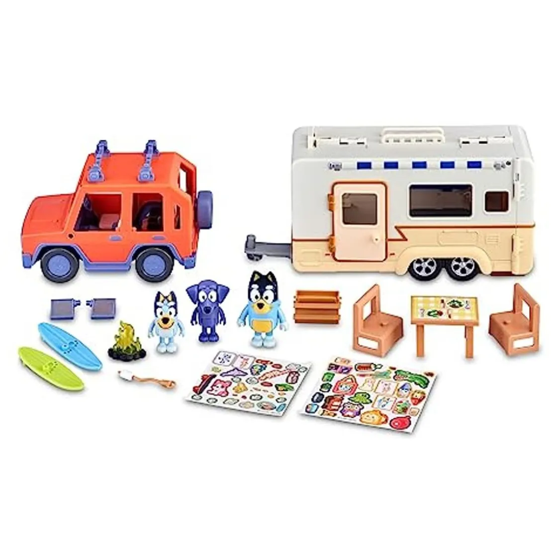 FAMOSA - Bluey - Vehículo de vacaciones con tablas de surf y figurita articulada ㅤ