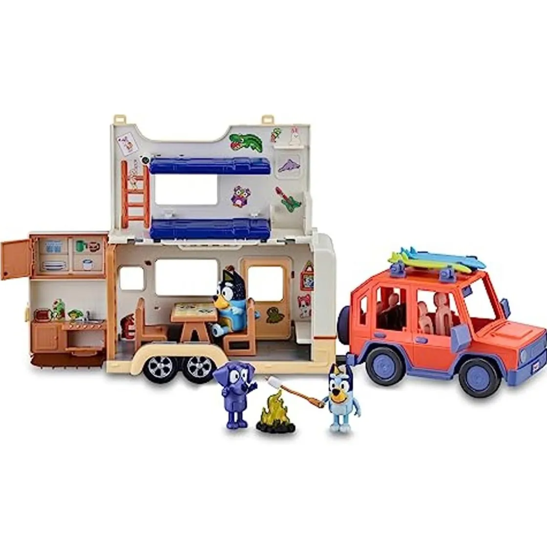 FAMOSA - Bluey - Vehículo de vacaciones con tablas de surf y figurita articulada ㅤ