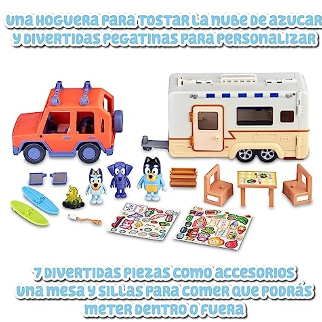 FAMOSA - Bluey - Vehículo de vacaciones con tablas de surf y figurita articulada ㅤ
