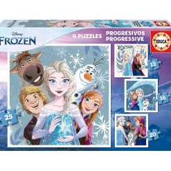 EDUCA BORRAS Frozen - Set de puzzles infantiles progresivos con imágenes de Frozen, 12 a 25 piezas ㅤ* Juegos Y Puzzles