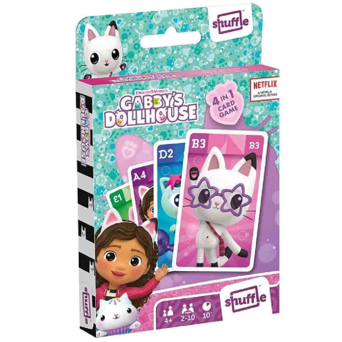 NAIPES HERACLIO FOURNIER, S.A. Gabby's Dollhouse - Juego Shuffle Fun 4 en 1