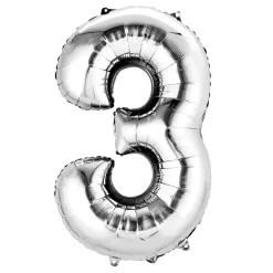 LIRAGRAM Globo Forma Número 3 Plateado