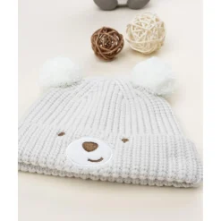 Prenatal Gorro de recién nacido beige con osito bordado