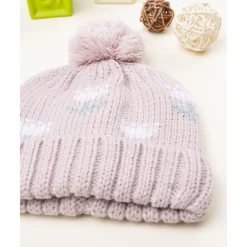 Prenatal Gorro rosa con pompón y bordado para niña