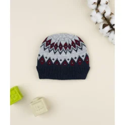 Prenatal Gorro tricot azul y gris con grecas para niño* Calzado Y Accesorios·Accesorios Y Complementos