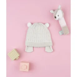 Prenatal Gorro tricot beige con orejas