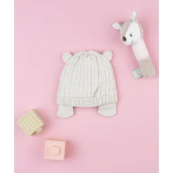Prenatal Gorro tricot beige con orejas
