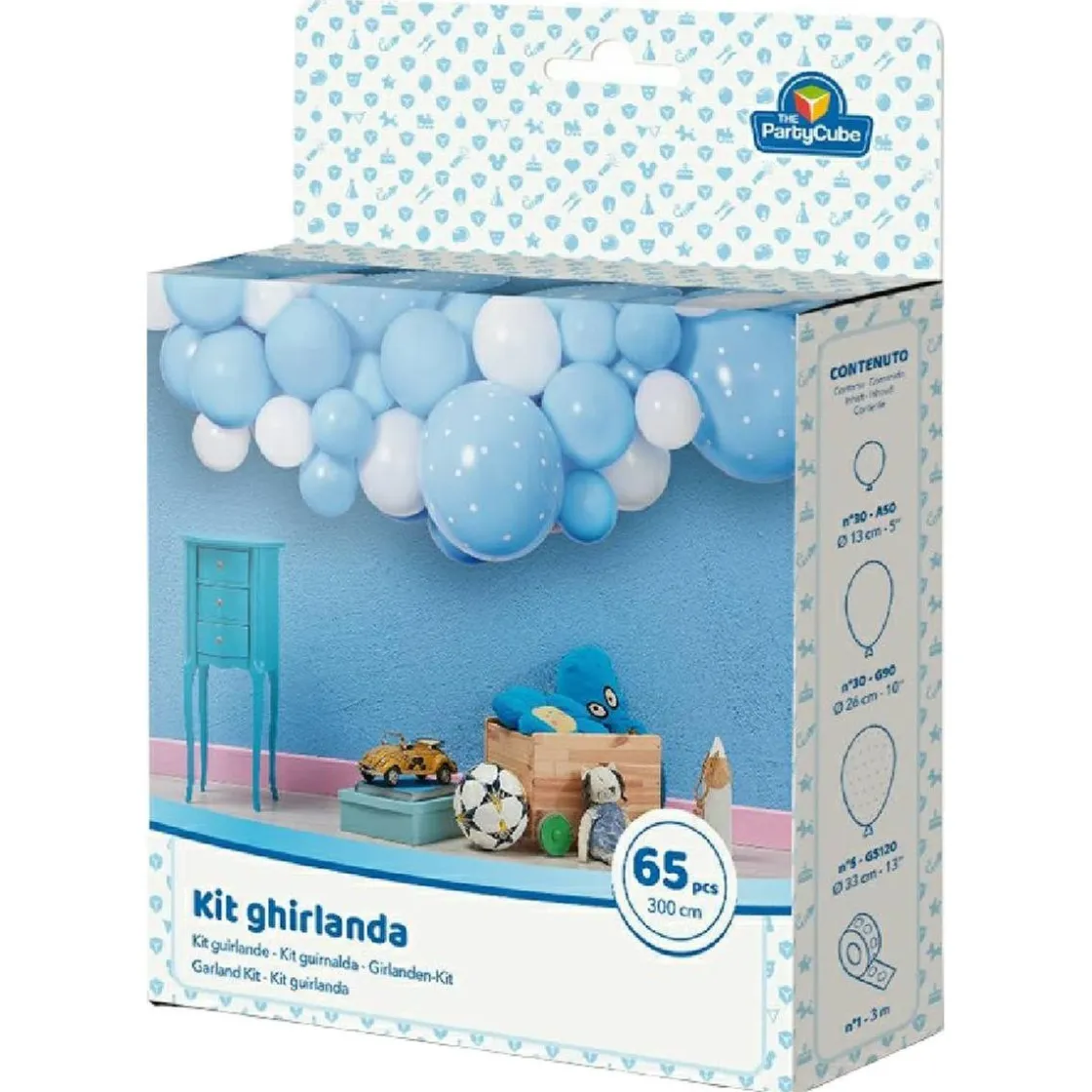 TOYS "R" US Guirnalda azul y blanca con 65 piezas