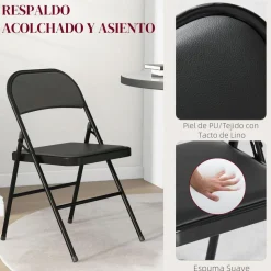 Homcom - 2 sillas plegables Negro* Estilo De Vida
