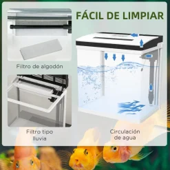PawHut Homcom - Acuario 28L con filtro e iluminación