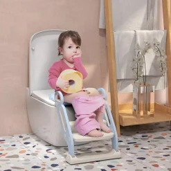 Homcom - Adaptador WC plegable Azul y Blanco* Baño Y Accesorios·Orinales Y Reductores