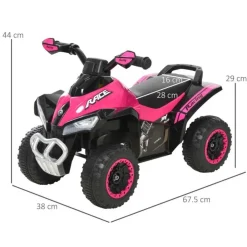 Homcom - Andador Quad Cuatrimoto Rosa* Vehículos De Batería O A Pedales
