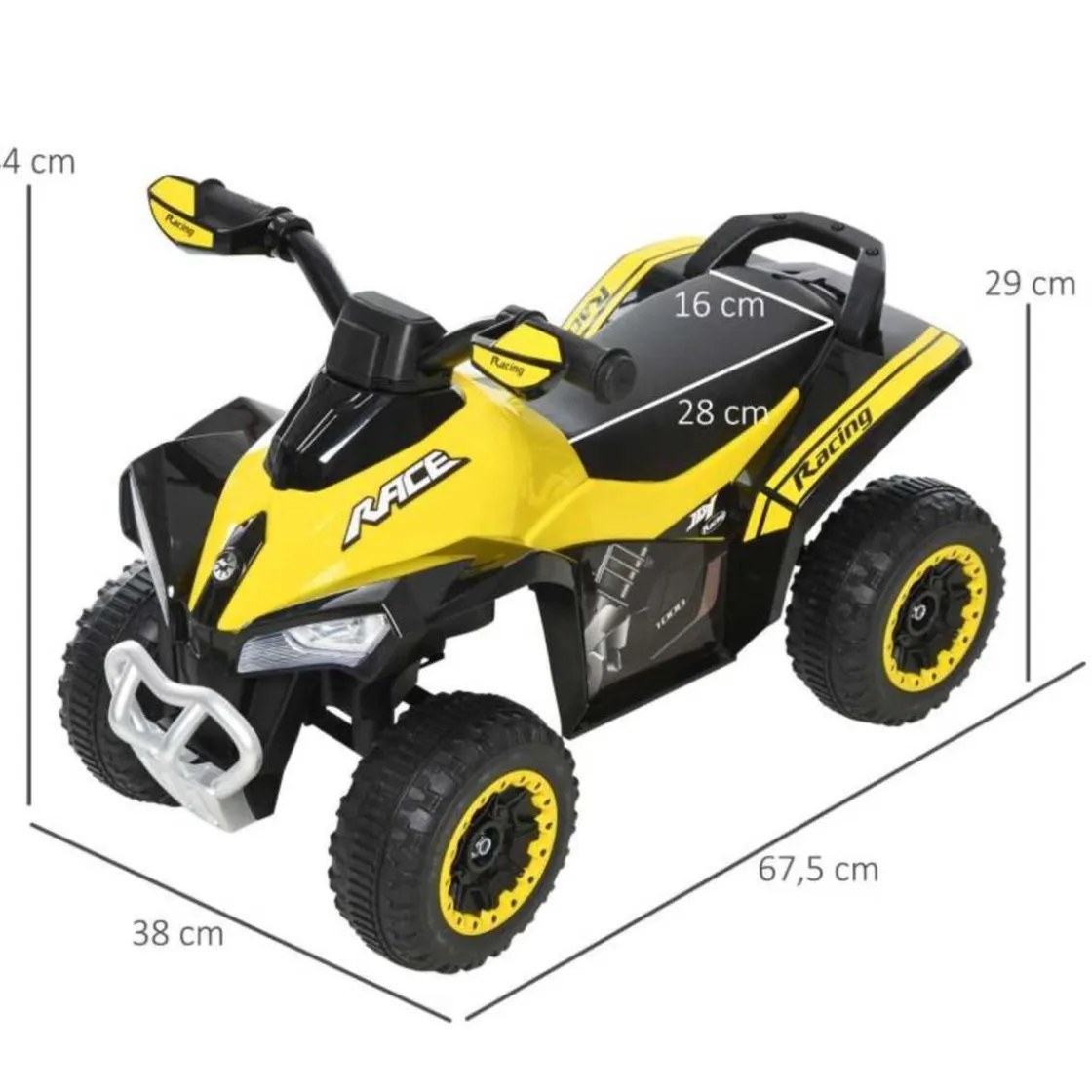 Homcom - Andador Quad Cuatrimoto Amarillo* Vehículos De Batería O A Pedales