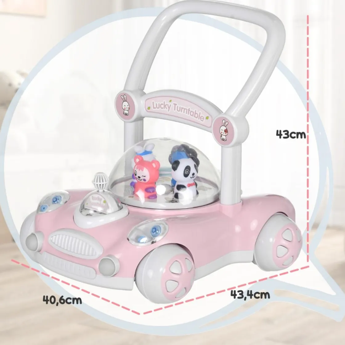 AIYAPLAY Homcom - Andador Rosa para bebés* Entretenimiento·Andadores