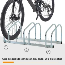 Homcom - Aparcamiento para 3 bicicletas Plata* Bicicletas