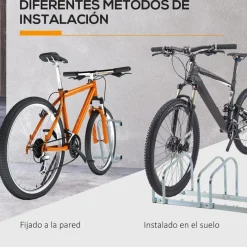 Homcom - Aparcamiento para 5 bicicletas Plata