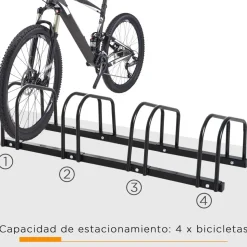 Homcom - Aparcamiento para 4 bicicletas Negro* Bicicletas