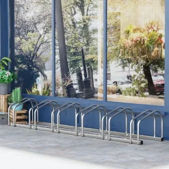 Homcom - Aparcamiento para 6 bicicletas Plata