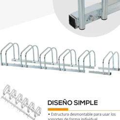 Homcom - Aparcamiento para 6 bicicletas Plata