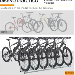 Homcom - Aparcamiento para 6 bicicletas Plata