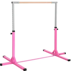 Homcom - Barra de gimnasia con altura ajustable Rosa* Deportes