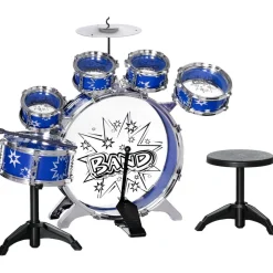 AIYAPLAY Homcom - Batería infantil 7 piezas con taburete Azul* Música|Electrónicos