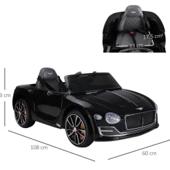 Homcom - Bentley GT Negro Batería con control remoto* Vehículos De Batería O A Pedales