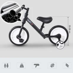 Homcom - Bicicleta de Equilibrio con Pedales Negra* Motos Y Triciclos