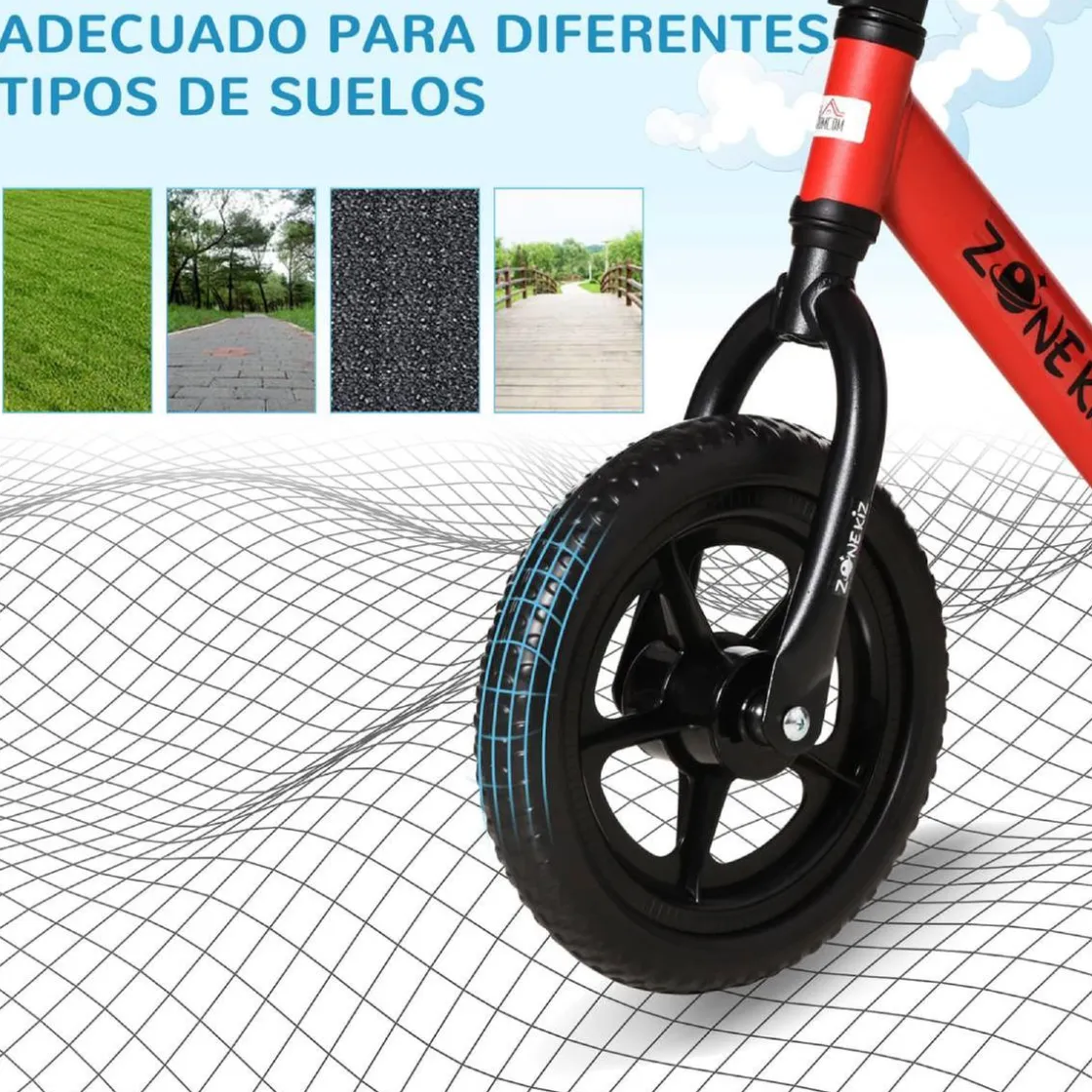 Homcom - Bicicleta de equilibrio regulable sin pedales roja