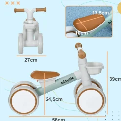 AIYAPLAY Homcom - Bicicleta equilibrio sin pedales 4 ruedas